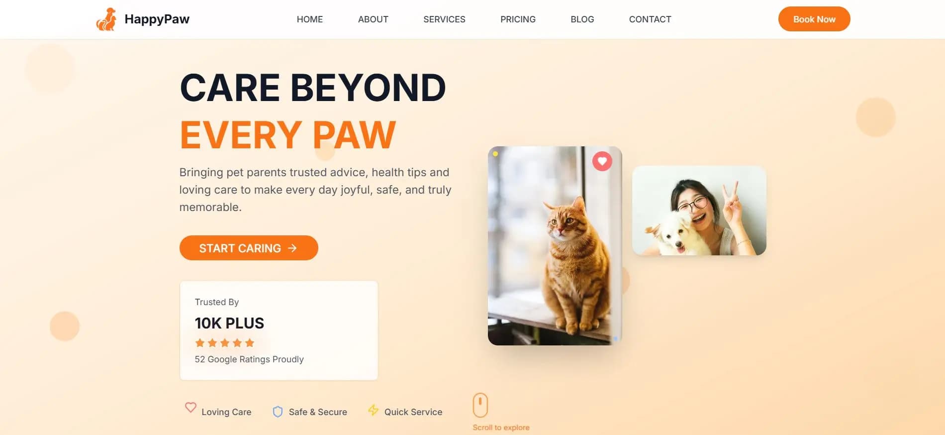 Pet Healthcare Landing Page design preview